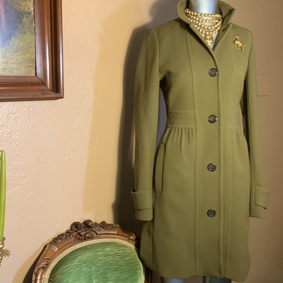 J. Crew Double Cloth Lady Day Coat Olive Green.  Sz T4 - Picture 4 of 7